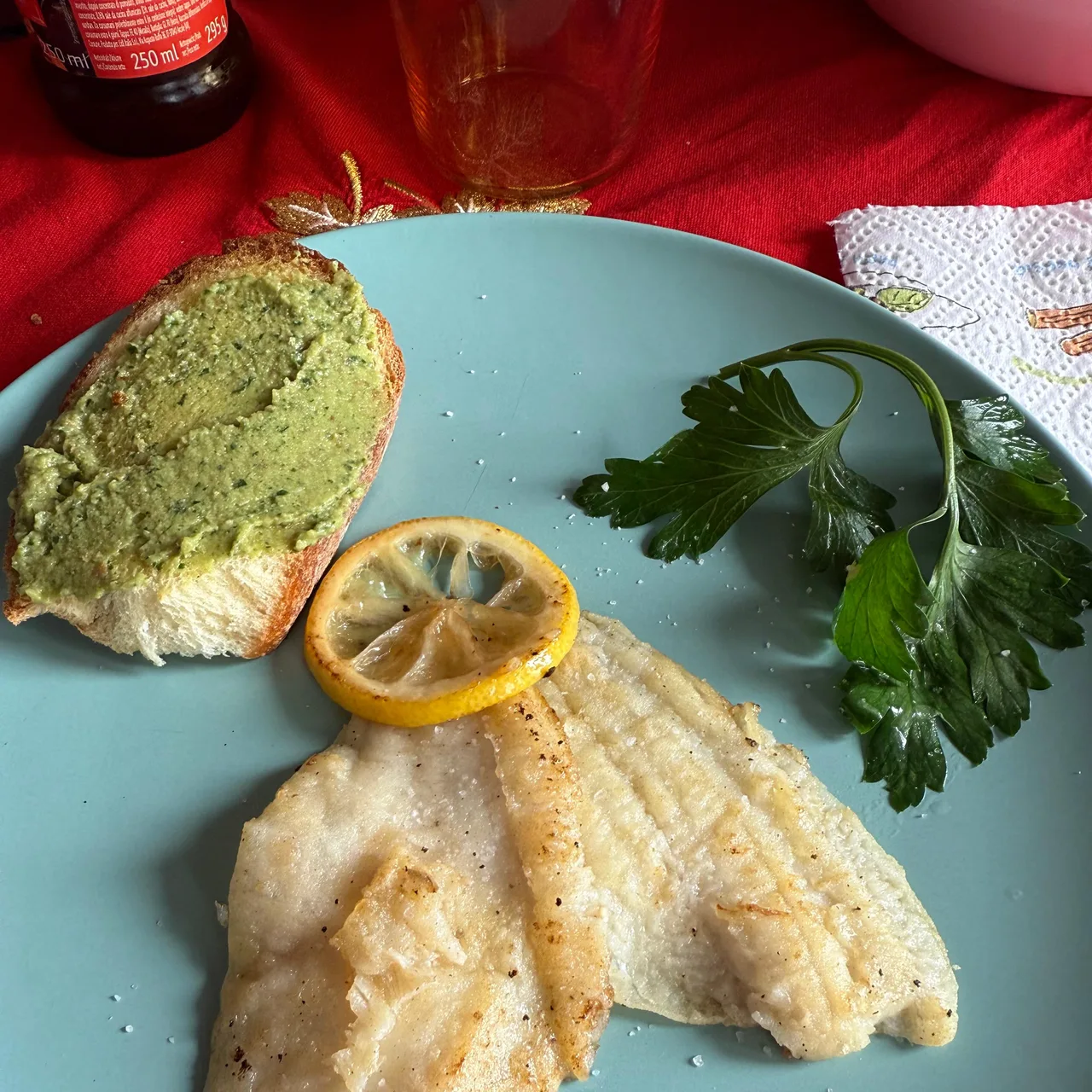 Sogliola impanata con salsa verde